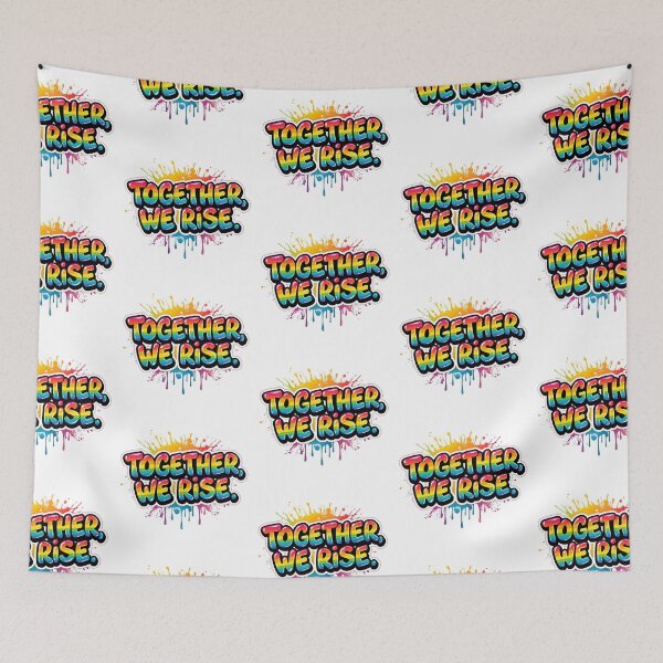 Item preview, Together We Rise Rainbow Quote Design – Bold Typography Sticker & Apparel designed and sold by Pride_Prints.