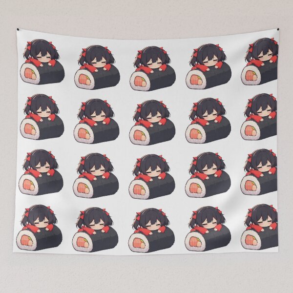 Item preview, Akame Sleeping Inside Sushi Roll Kawaii Chibi Akame Ga Kill Anime designed and sold by CarlosBender.