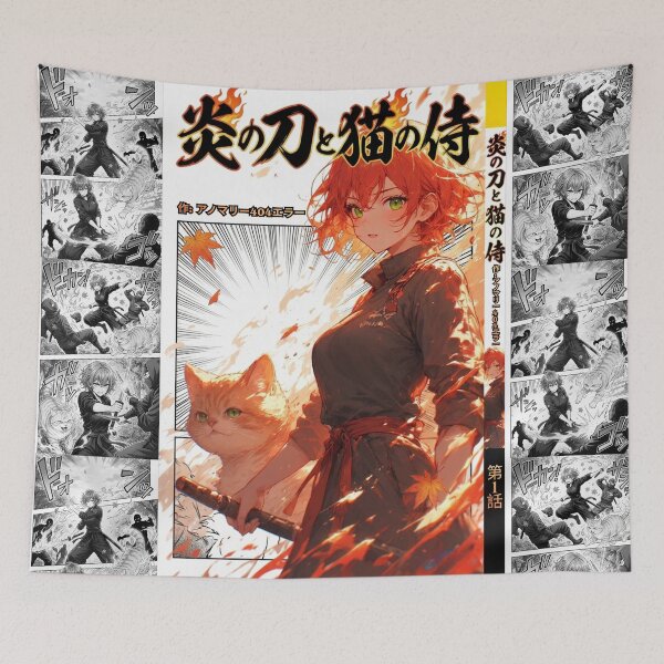 Item preview, Manga Cover Notebook of Fiery Blade – Cat Samurai Legend Anime Japanese designed and sold by Anomaly 404 Error.