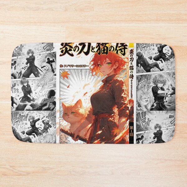 Item preview, Manga Cover Notebook of Fiery Blade – Cat Samurai Legend Anime Japanese designed and sold by Anomaly 404 Error.