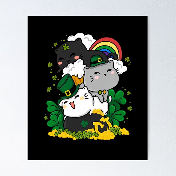 Aperçu de l'œuvre Des chats fêtent la Saint-Patrick avec de la bière et des arcs-en-ciel créée et vendue par PowerSSales.