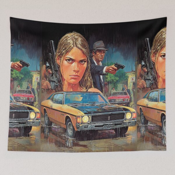 Item preview, Woman with Gun and Yellow Car Chase designed and sold by Piotrek0001.