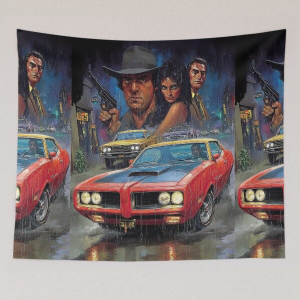 Item preview, Red Muscle Car Vintage Poster Art designed and sold by Piotrek0001.