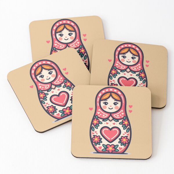 Item preview, Cute matryoshka doll with hearts and flowers designed and sold by Mianku | Für das Leben.