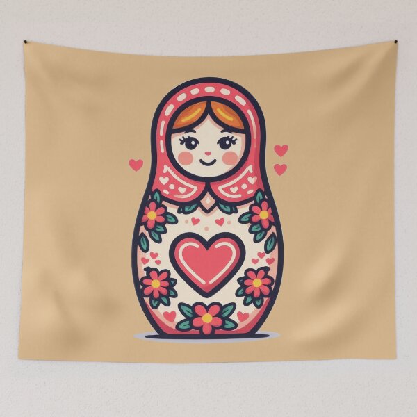 Item preview, Cute matryoshka doll with hearts and flowers designed and sold by Mianku | Für das Leben.