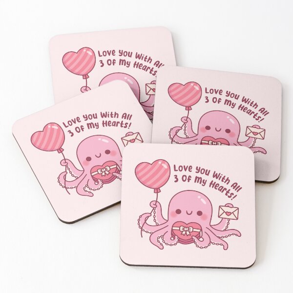 Item preview, Cute Pink Octopus Love You With All 3 Of My Hearts designed and sold by rustydoodle.