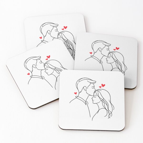 Item preview, Minimalist Couple Forehead Kiss Line Art | Kawaii Valentine's Day Art designed and sold by Moons Studio.