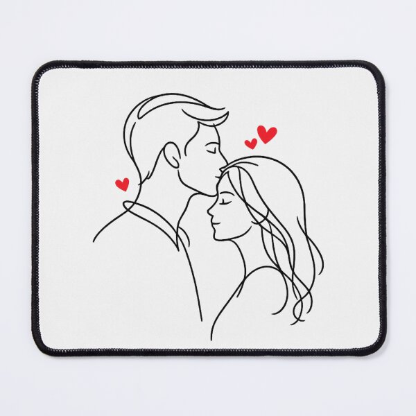Item preview, Minimalist Couple Forehead Kiss Line Art | Kawaii Valentine's Day Art designed and sold by Moons Studio.