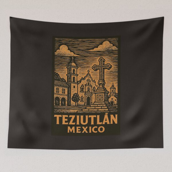 Item preview, Teziutlan Mexico Linocut Style  designed and sold by Thistle-TShop.