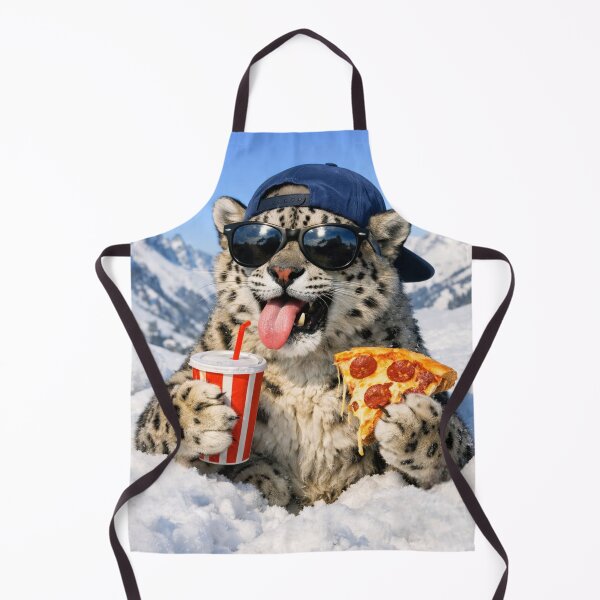 Item preview, Snow Leopard Eating Pizza – Funny Winter Animal Meme designed and sold by Darlin8888.