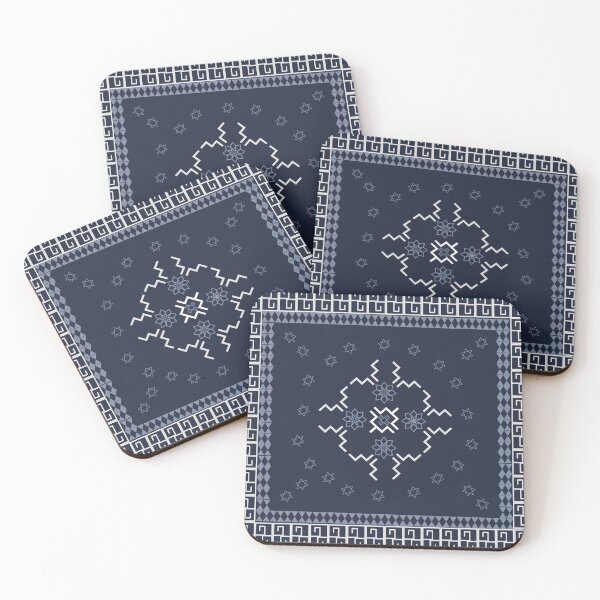 Item preview, Midnight Indigo & Silver Scarf Ethnic Geometric designed and sold by podprapa.