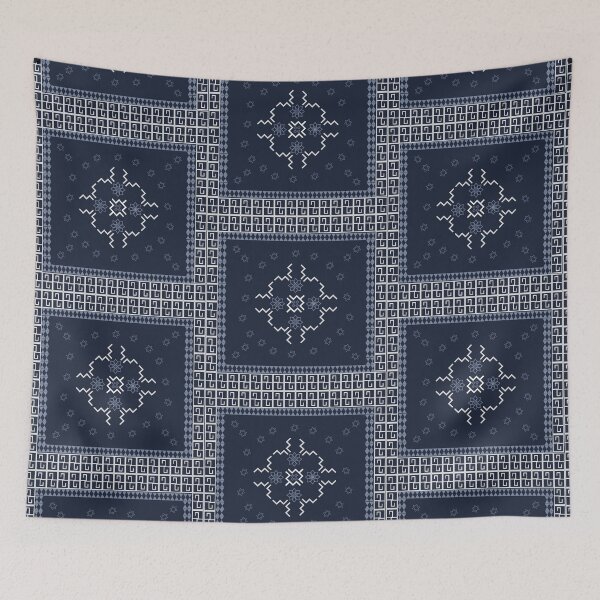 Item preview, Midnight Indigo & Silver Scarf Ethnic Geometric designed and sold by podprapa.