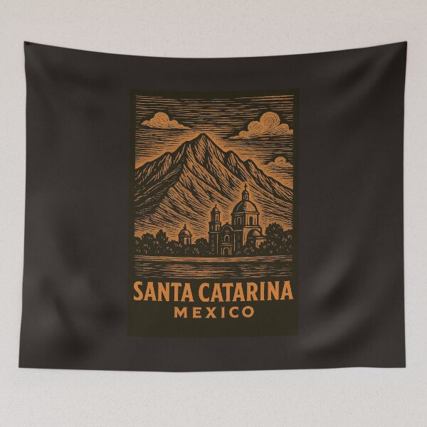 Item preview, Santa Catarina Mexico Linocut Style  designed and sold by Thistle-TShop.