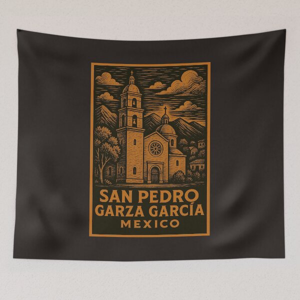 Item preview, San Pedro Garza Garcia Mexico Linocut Style  designed and sold by Thistle-TShop.