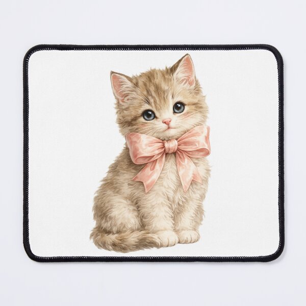 Item preview, Vintage Kitten with Pink Bow designed and sold by RedSwagStore.