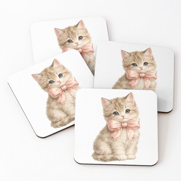 Item preview, Vintage Kitten with Pink Bow designed and sold by RedSwagStore.