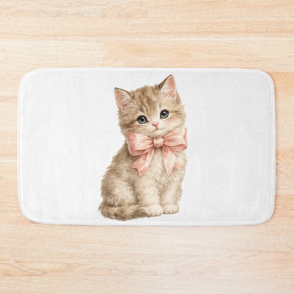 Item preview, Vintage Kitten with Pink Bow designed and sold by RedSwagStore.