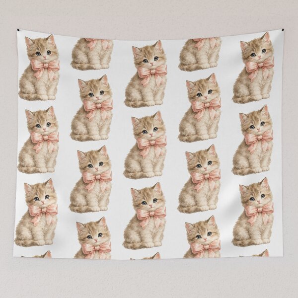 Item preview, Vintage Kitten with Pink Bow designed and sold by RedSwagStore.