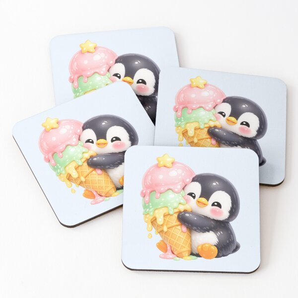 Item preview, Cute Penguin Hugging Melting Ice Cream | Kawaii Summer Art designed and sold by Moons Studio.