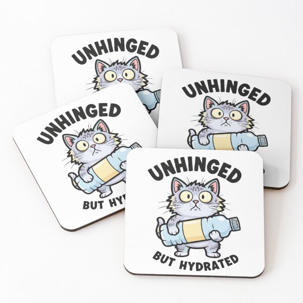Item preview, Unhinged But Hydrated Funny Cat Shirt | Chaotic Meme Humor designed and sold by MotivaChic.