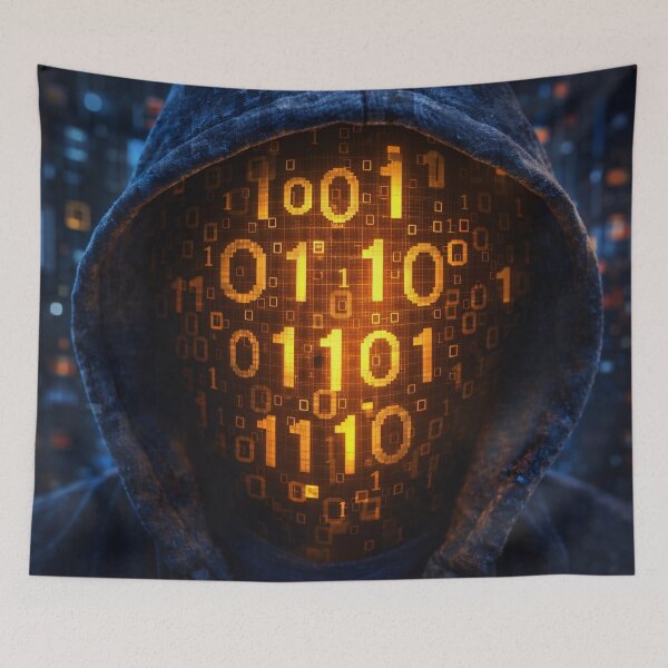 Item preview, Binary Hooded Hacker Glow designed and sold by Kaleidoscope Print.