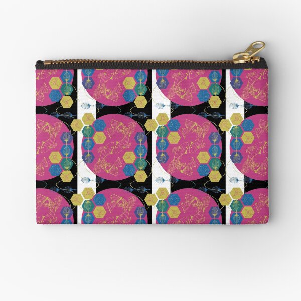 Kabuki Kingdom - Fish on Black Zipper Pouch