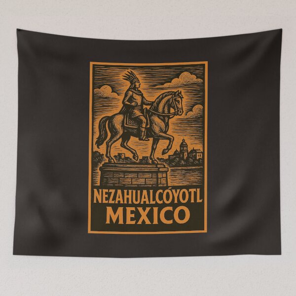 Item preview, Nezahualcoyotl Mexico Linocut Style  designed and sold by Thistle-TShop.