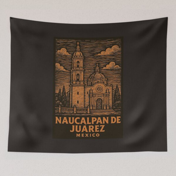 Item preview, Naucalpan de Juarez Mexico Linocut Style  designed and sold by Thistle-TShop.