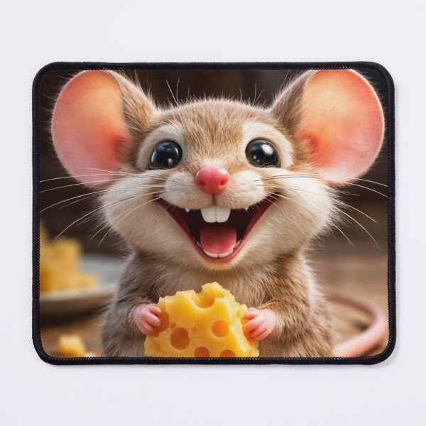 Item preview, Happy Mouse with Cheese – Cute Funny Animal Illustration designed and sold by Darlin8888.