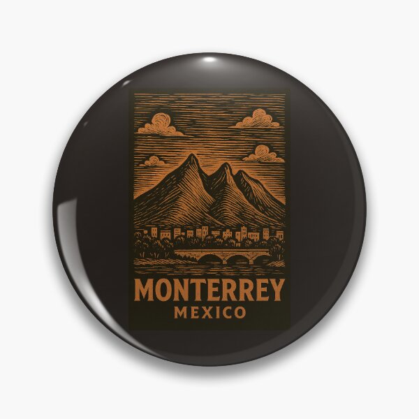 Artikelvorschau, Monterrey, Mexiko, Linolschnitt-Stil entworfen und verkauft von Thistle-TShop.