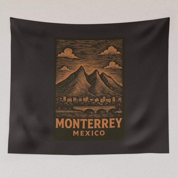 Item preview, Monterrey Mexico Linocut Style  designed and sold by Thistle-TShop.