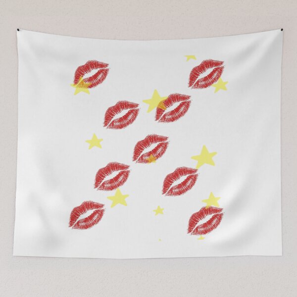 Item preview, Retro Kiss Mark and Twinkle Stars Print designed and sold by LoraDesign98.