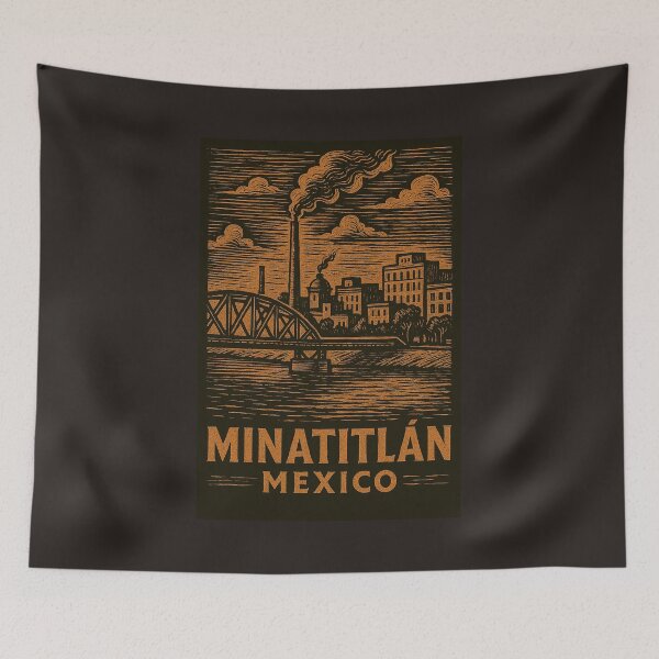 Item preview, Minatitlan Mexico Linocut Style  designed and sold by Thistle-TShop.