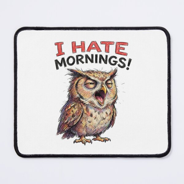 Item preview, Grumpy Morning Owl – I Hate Mornings designed and sold by The Bureau Of Boops.