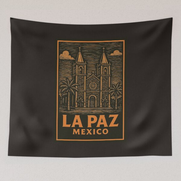 Item preview, La Paz Mexico Linocut Style  designed and sold by Thistle-TShop.