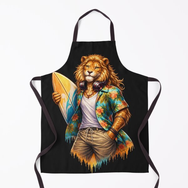 Item preview, Beach Royalty Lion with Surfboard – Luxury Summer Coastal Streetwear Animal Art designed and sold by ColorSplash123.