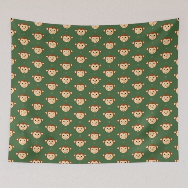 Item preview, Monkey heads on green designed and sold by reneesillus.