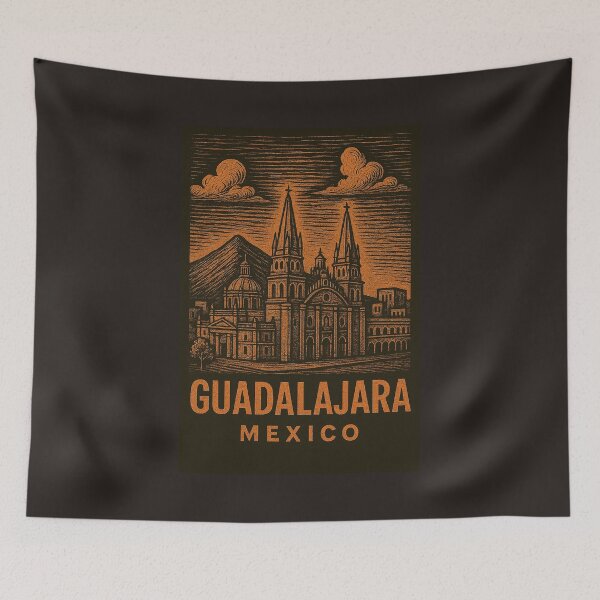 Item preview, Guadalajara Mexico Linocut Style  designed and sold by Thistle-TShop.