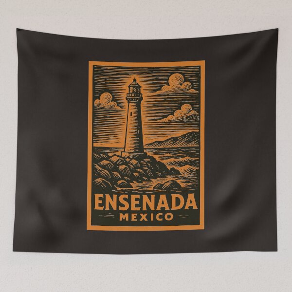 Item preview, Ensenada Mexico Linocut Style  designed and sold by Thistle-TShop.