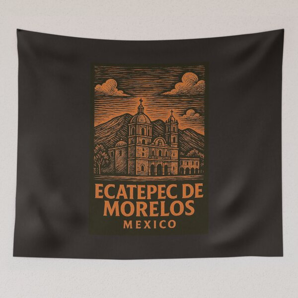 Item preview, Ecatepec de Morelos Mexico Linocut Style  designed and sold by Thistle-TShop.