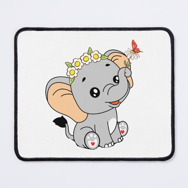 Item preview, Floral Crown Elephant - Cute Gray Elephant with Daisy and Butterfly designed and sold by Love3Happy.