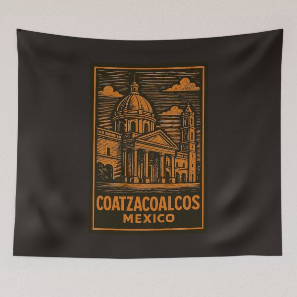 Item preview, Coatzacoalcos Mexico Linocut Style  designed and sold by Thistle-TShop.