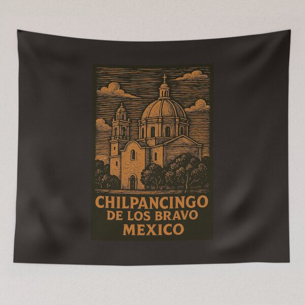 Aperçu de l'œuvre Chilpancingo de Los Bravo Mexique Style Linocut créée et vendue par Thistle-TShop.