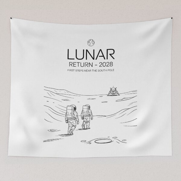 Item preview, moon mission - lunar south pole - 2028 moon landing - space patch - fictional mission - lunar exploration – selenology - space science - Orbital mechanics - Lunar site analysis designed and sold by JansenGS.