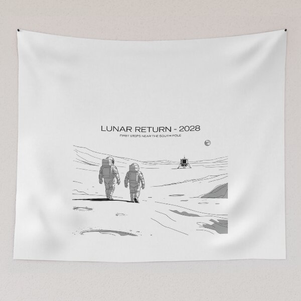 Item preview, moon mission - lunar south pole - 2028 moon landing - Space architecture - Extraterrestrial engineering - Lunar schematic - South Pole Moon mission - Mission patch aesthetic - Technical spacewear designed and sold by JansenGS.