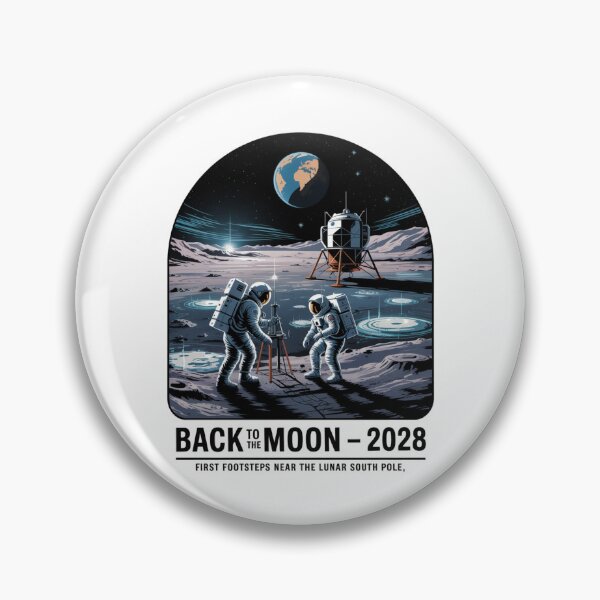 Item preview, moon mission - lunar south pole - 2028 moon landing - space patch - fictional mission - lunar exploration – selenology - space science - Orbital mechanics - Lunar site analysis designed and sold by JansenGS.