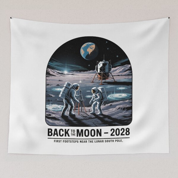 Item preview, moon mission - lunar south pole - 2028 moon landing - space patch - fictional mission - lunar exploration – selenology - space science - Orbital mechanics - Lunar site analysis designed and sold by JansenGS.
