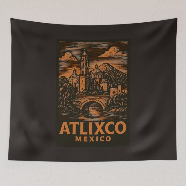 Item preview, Atlixco Mexico Linocut Style  designed and sold by Thistle-TShop.