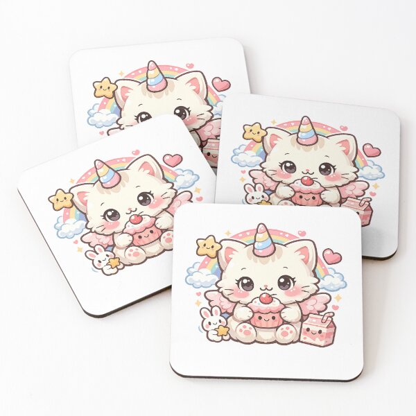 Item preview, Caticorn Kawaii Sticker – Cute Unicorn Cat with Heart designed and sold by DrizzyV.