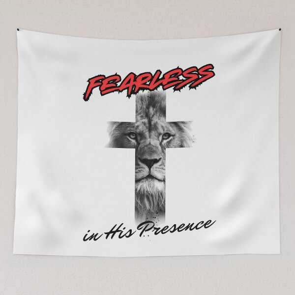 Item preview, Fearless in His Presence - Lion of Judah Prophetic Cross. designed and sold by GraceGiggles.